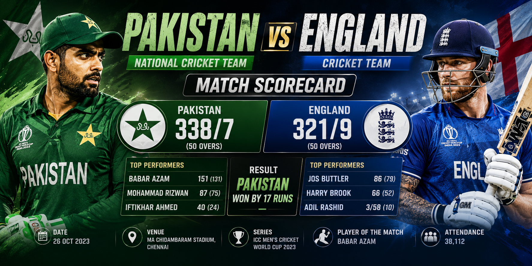 Pakistan National Cricket Team vs England Cricket Team Match Scorecard