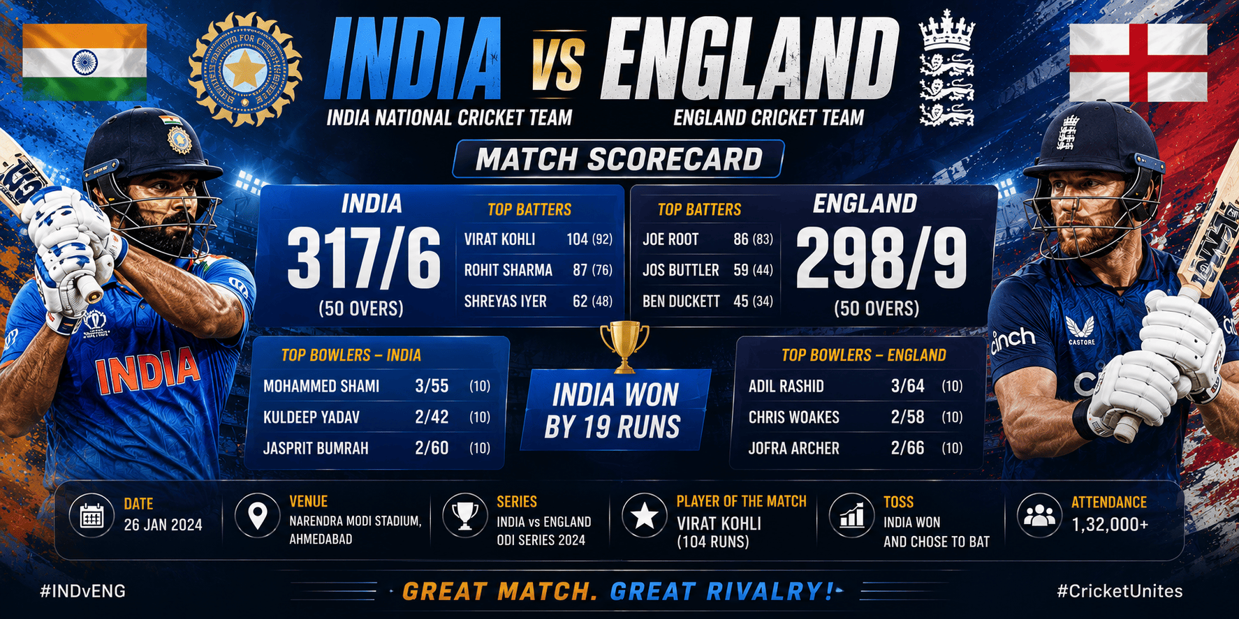 India National Cricket Team vs England Cricket Team Match Scorecard — T20 World Cup 2026 Semifinal: Complete Analysis & Highlights