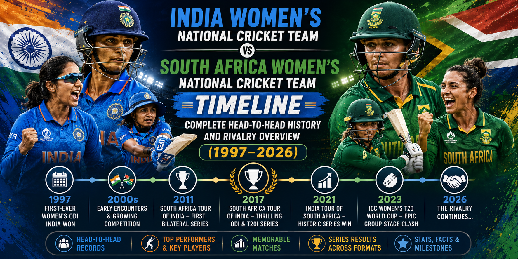 India Women’s National Cricket Team vs South Africa Women’s National Cricket Team Timeline — Complete Head-to-Head History and Rivalry Overview (1997–2026)