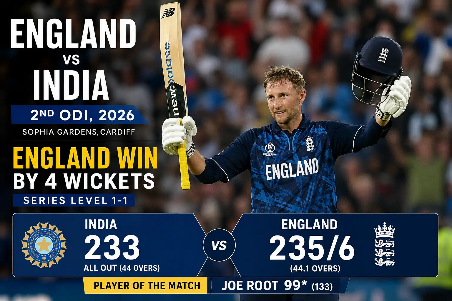 India National Cricket Team vs England Cricket Team Match Scorecard: 2nd ODI Highlights & Player Stats