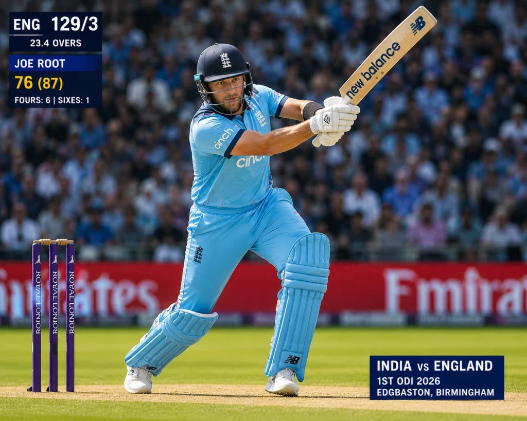 Joe Root batting during India vs England 1st ODI 2026