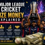 Major League Cricket championship trophy with prize money theme