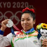 Mirabai Chanu winning silver medal at the Tokyo Olympics
