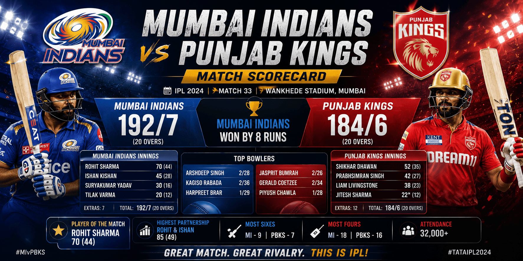 Mumbai Indians vs Punjab Kings Match Scorecard: Shreyas Iyer Powers PBKS into the IPL 2025 Final