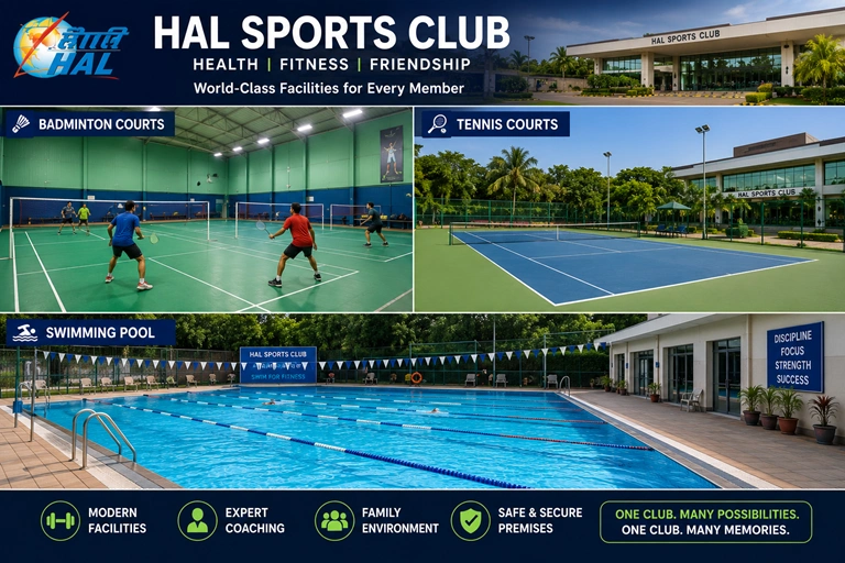 Badminton, tennis and swimming facilities at HAL Sports Club