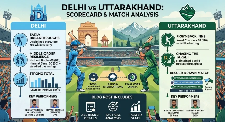 Delhi vs Uttarakhand Scorecard & Match Analysis