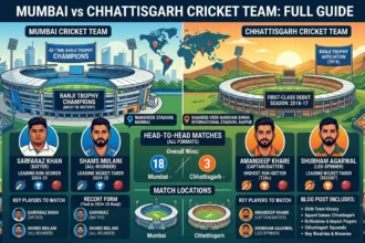 Mumbai vs Chhattisgarh cricket teams competing in an Indian domestic match