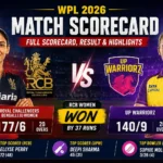 RCB vs UP Warriorz Scorecard & Result 2026