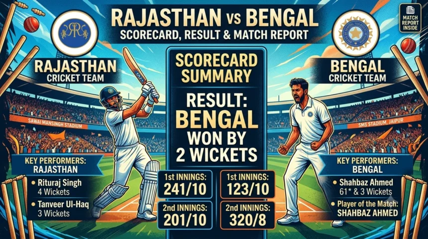 Rajasthan vs Bengal Scorecard, Result & Match Report