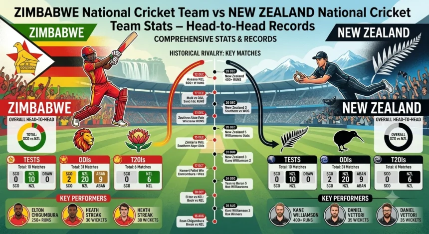 Zimbabwe National Cricket Team vs New Zealand National Cricket Team Stats – Head-to-Head Records