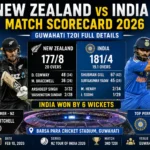 New Zealand vs India Match Scorecard 2026 Guwahati T20I Full Details