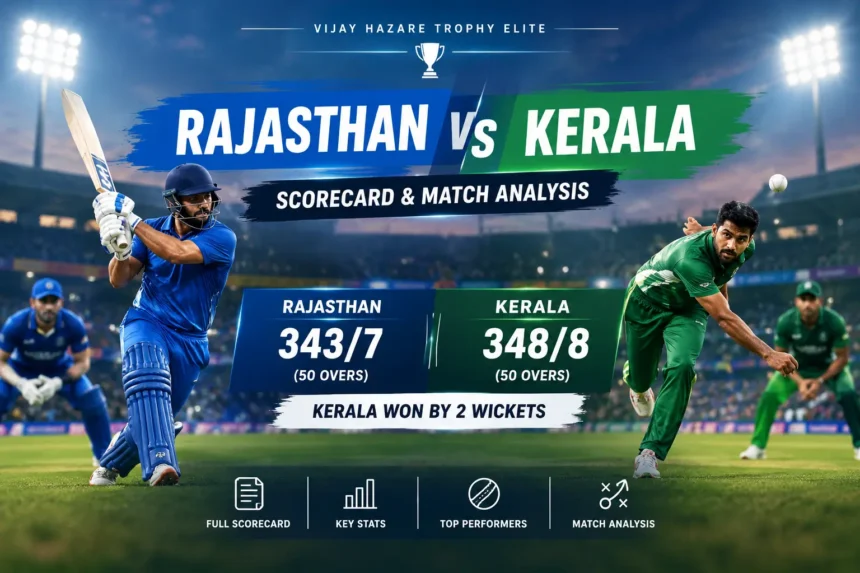 Rajasthan vs Kerala Vijay Hazare Trophy match scorecard