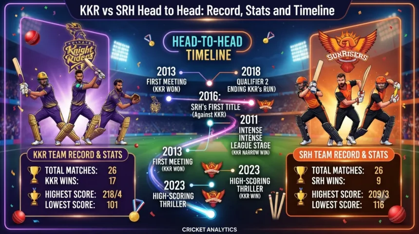 KKR vs SRH head to head record, stats and IPL timeline